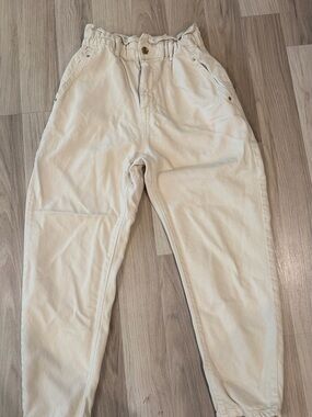 Zara Cream Elastic-Waist Trousers